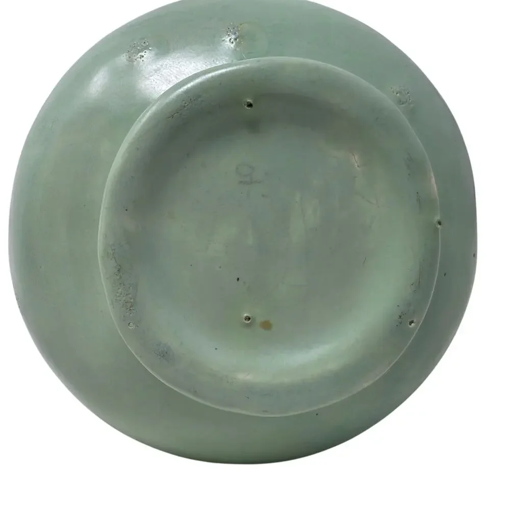 Vintage Double Handle Vase Mint Green Blue Drip Glaze Art Pottery 6.5